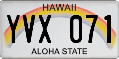 HI license plate YVX071