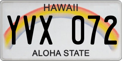HI license plate YVX072