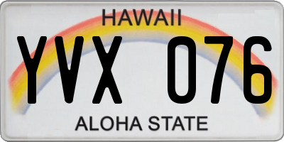 HI license plate YVX076