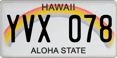 HI license plate YVX078