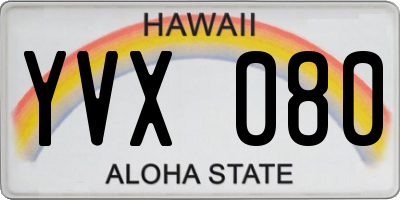 HI license plate YVX080