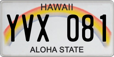 HI license plate YVX081