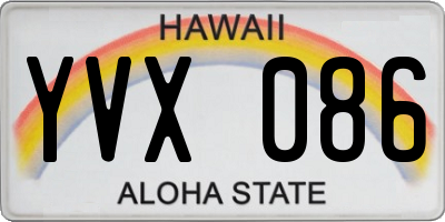 HI license plate YVX086