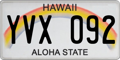 HI license plate YVX092