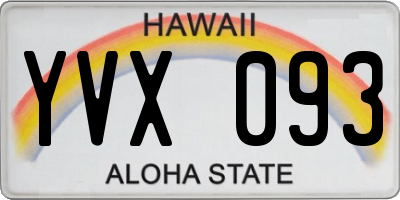 HI license plate YVX093
