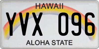 HI license plate YVX096