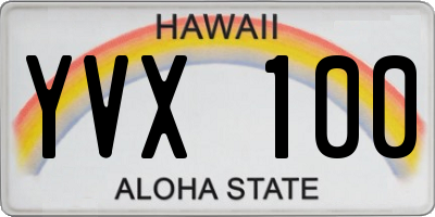 HI license plate YVX100