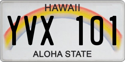 HI license plate YVX101