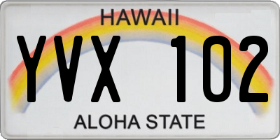 HI license plate YVX102