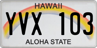 HI license plate YVX103