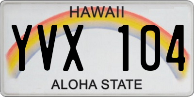 HI license plate YVX104