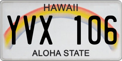 HI license plate YVX106