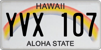 HI license plate YVX107