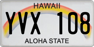 HI license plate YVX108