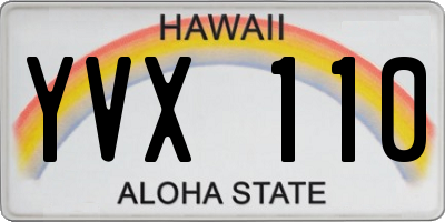 HI license plate YVX110