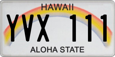 HI license plate YVX111