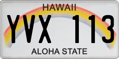 HI license plate YVX113