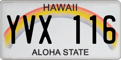 HI license plate YVX116