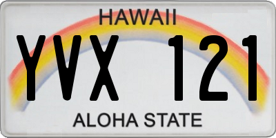 HI license plate YVX121