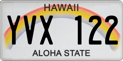 HI license plate YVX122