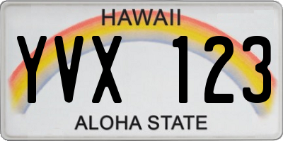 HI license plate YVX123