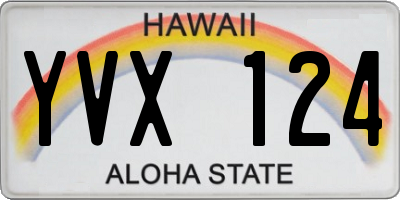 HI license plate YVX124
