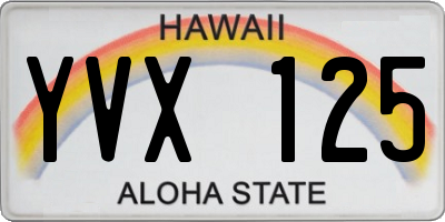 HI license plate YVX125