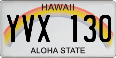HI license plate YVX130