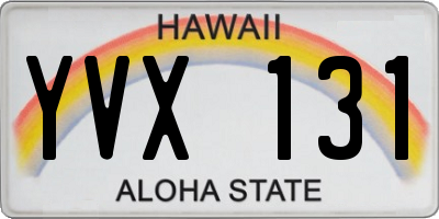 HI license plate YVX131