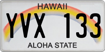 HI license plate YVX133