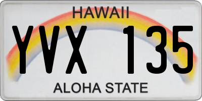 HI license plate YVX135