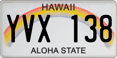HI license plate YVX138