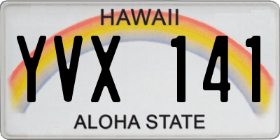 HI license plate YVX141