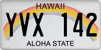 HI license plate YVX142