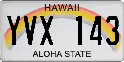 HI license plate YVX143