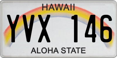 HI license plate YVX146