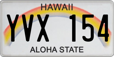 HI license plate YVX154