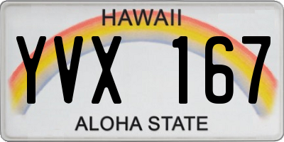 HI license plate YVX167