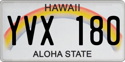 HI license plate YVX180