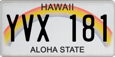 HI license plate YVX181
