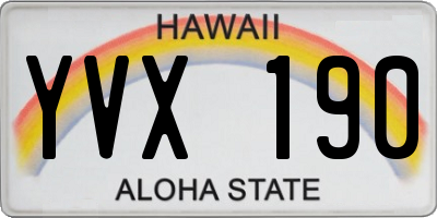 HI license plate YVX190