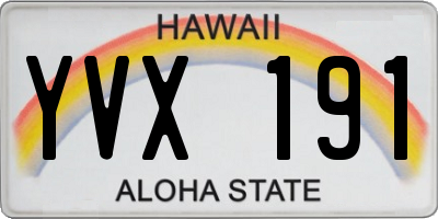 HI license plate YVX191