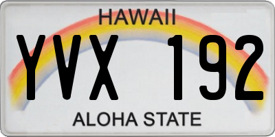 HI license plate YVX192