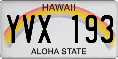 HI license plate YVX193