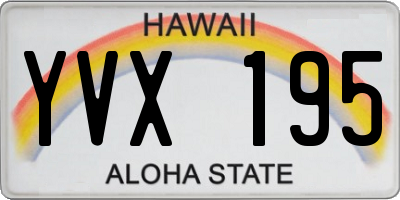 HI license plate YVX195
