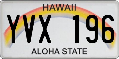 HI license plate YVX196
