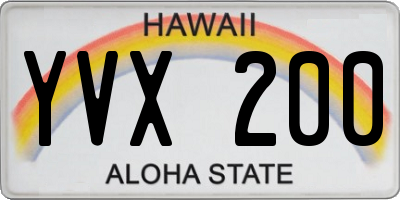 HI license plate YVX200