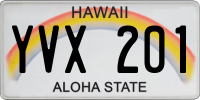 HI license plate YVX201