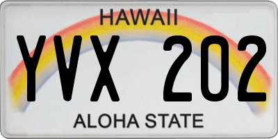 HI license plate YVX202
