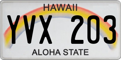 HI license plate YVX203